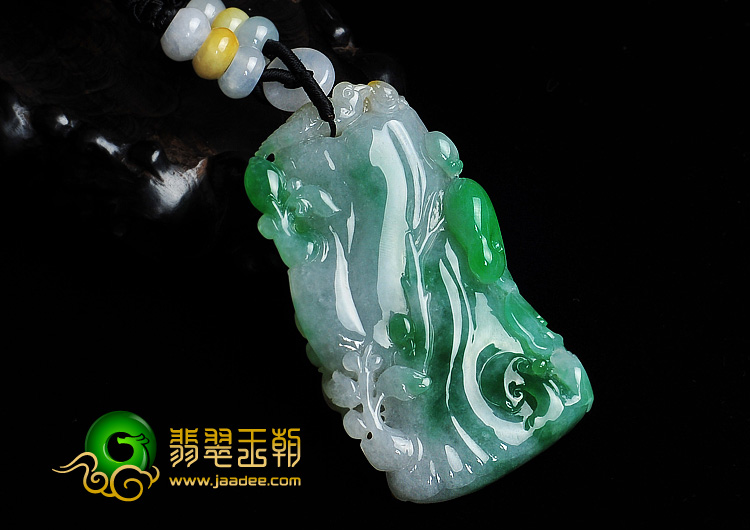 冰种三彩缅甸翡翠A货枯木逢春挂件