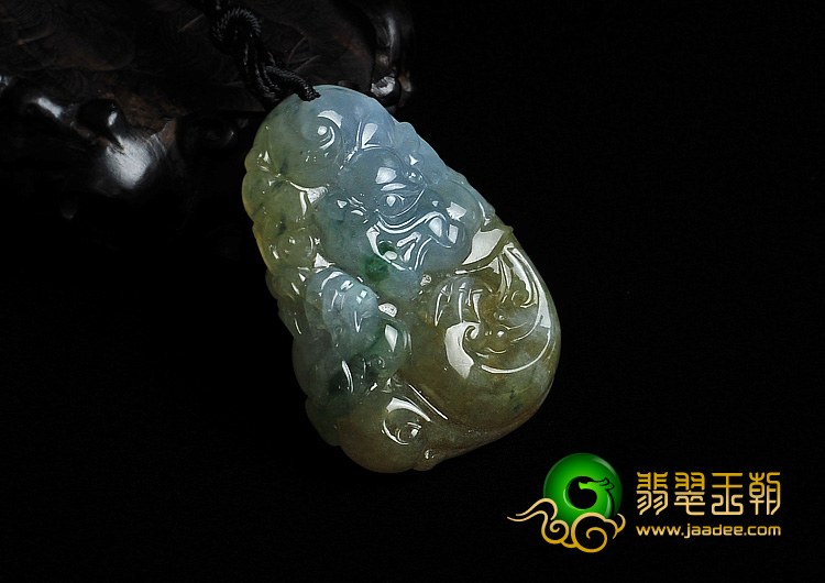 冰种褐翡飘花缅甸翡翠A货龙行如意挂件