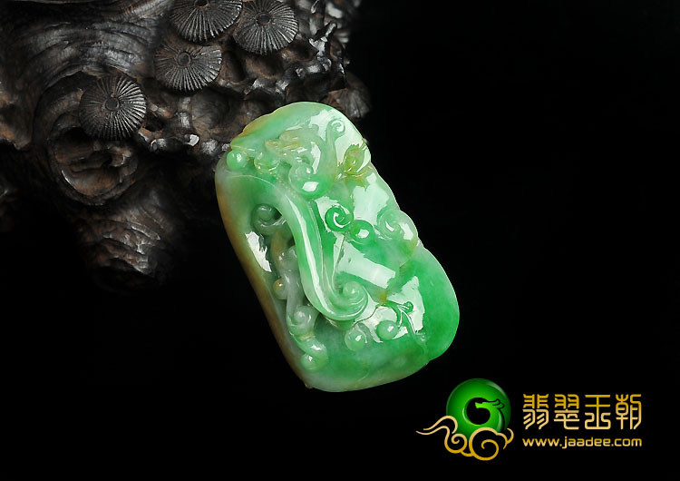 糯冰种黄加绿缅甸翡翠A货龙行如意挂件