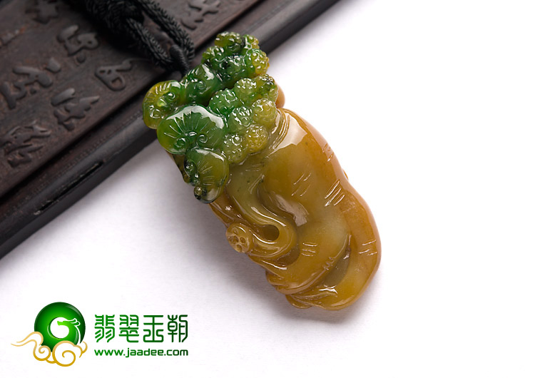 糯冰种黄加绿缅甸翡翠A货人生如意挂件