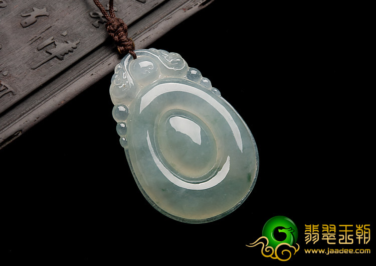 冰种略飘花缅甸翡翠A货福在眼前挂件