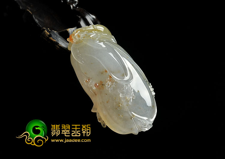 冰种淡黄翡缅甸翡翠A货玉兰花挂件