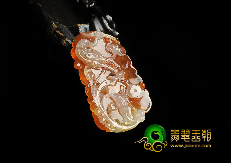 冰种红黄翡缅甸翡翠A货一路连科挂件