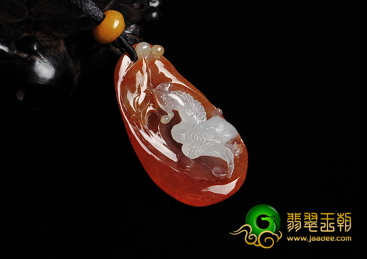 冰种红黄翡缅甸翡翠A货一路连科挂件