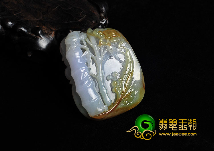 糯冰种紫罗兰黄翡缅甸翡翠A货节节高挂件