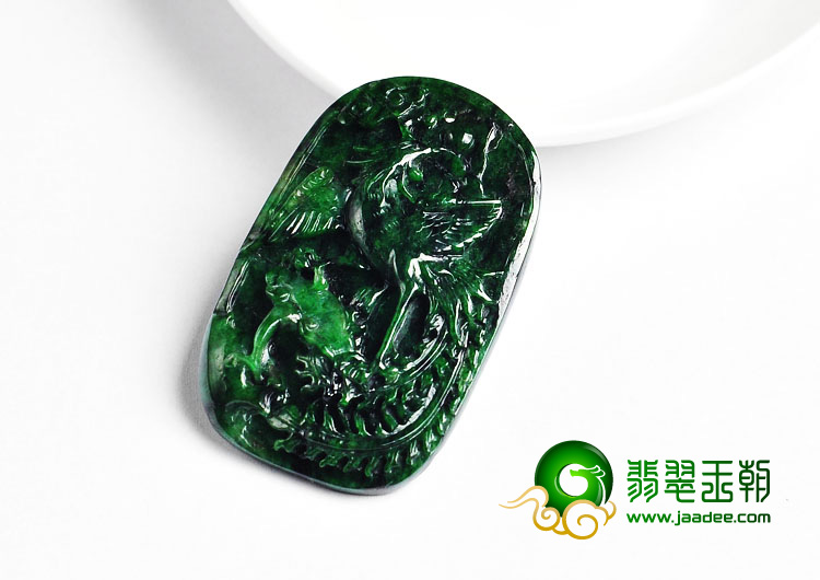 糯冰种癣加绿缅甸翡翠A货凤牌挂件