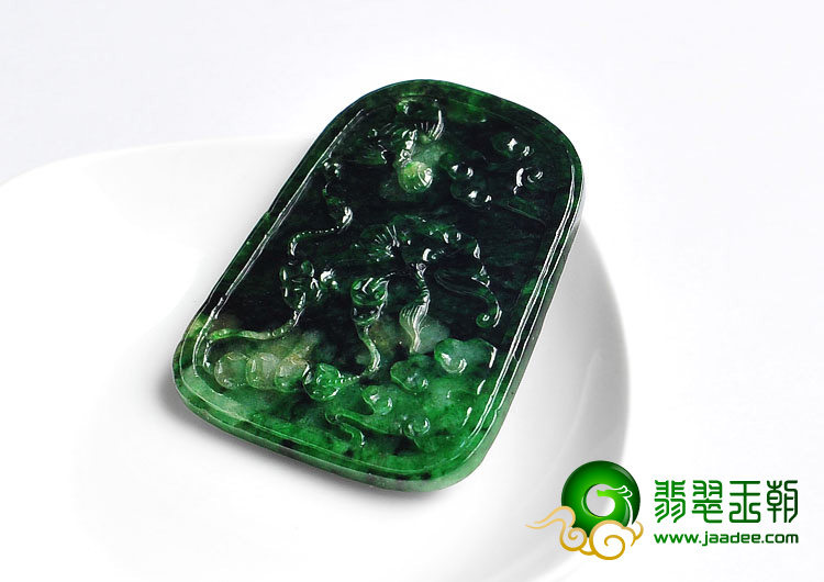 糯冰种癣加绿缅甸翡翠A货凤牌挂件