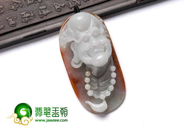 糯冰种红黄翡缅甸翡翠A货罗汉头挂件