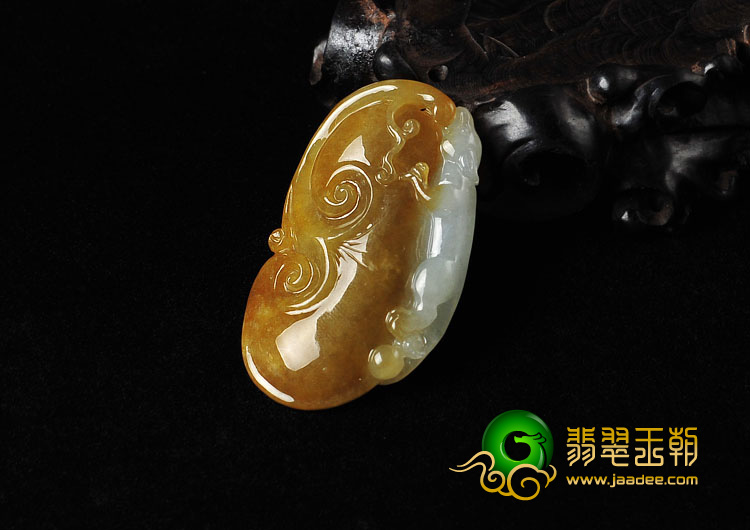 糯冰种褐黄翡缅甸翡翠A货如意挂件