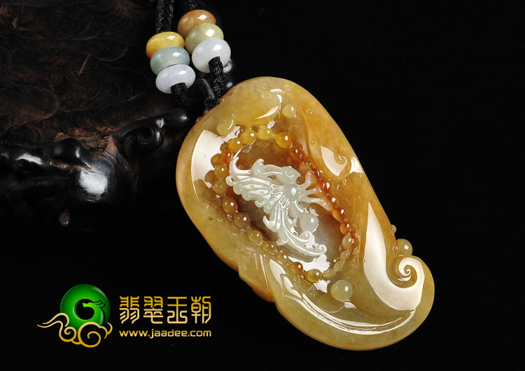 糯冰种褐黄翡缅甸翡翠A货蝴蝶挂件