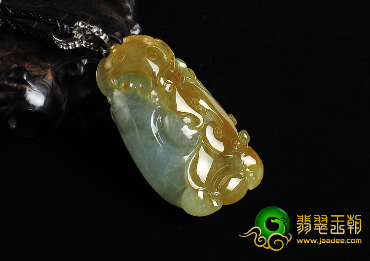 糯冰种褐黄翡缅甸翡翠A货如意挂件