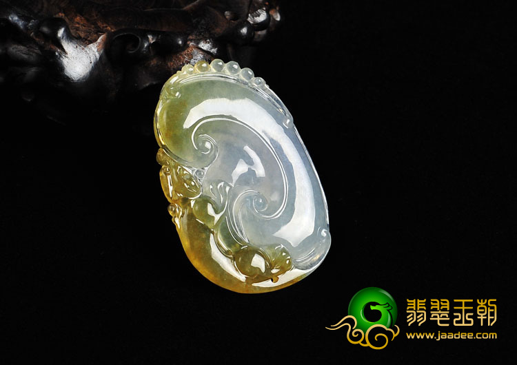 冰种褐黄翡缅甸翡翠A货如意挂件