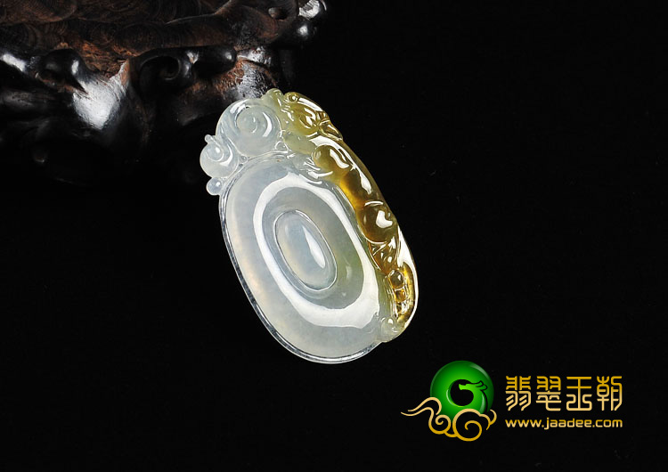 冰种褐黄翡缅甸翡翠A货如意挂件