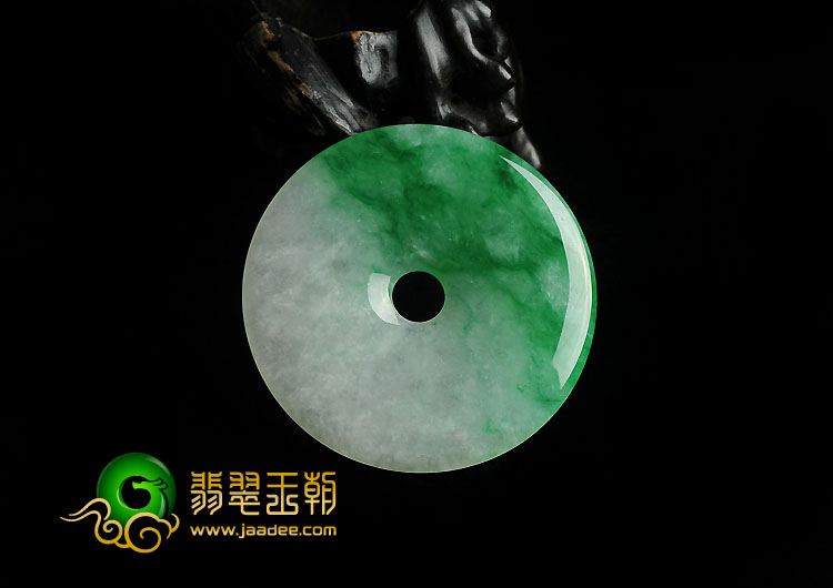 冰种阳绿缅甸翡翠A货平安扣挂件