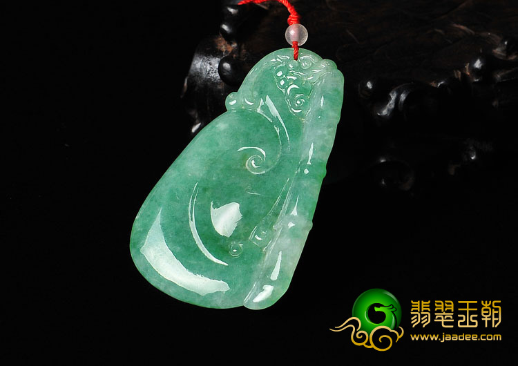 冰种淡绿缅甸翡翠A货如意高升挂件