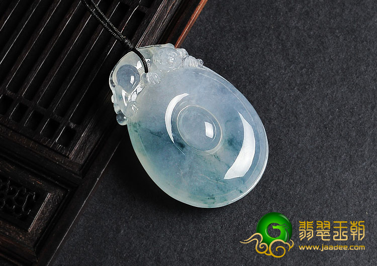 冰种飘花缅甸翡翠A货福在眼前挂件
