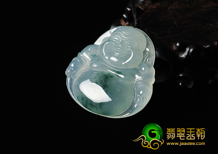冰种飘花缅甸翡翠A货玉佛挂件