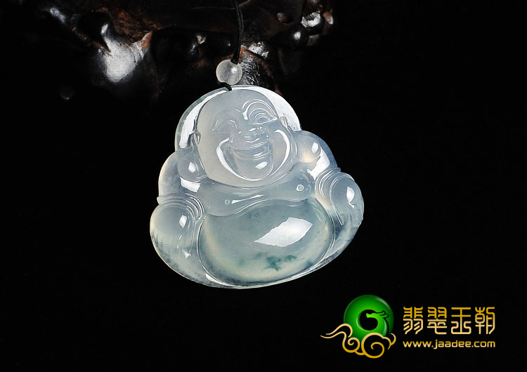 冰种飘花缅甸翡翠A货玉佛挂件