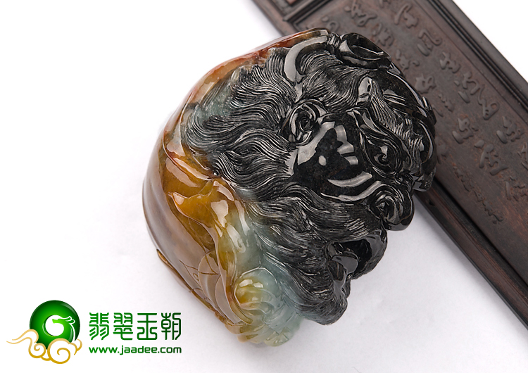 糯冰种三彩缅甸翡翠A货钟馗打鬼手玩件