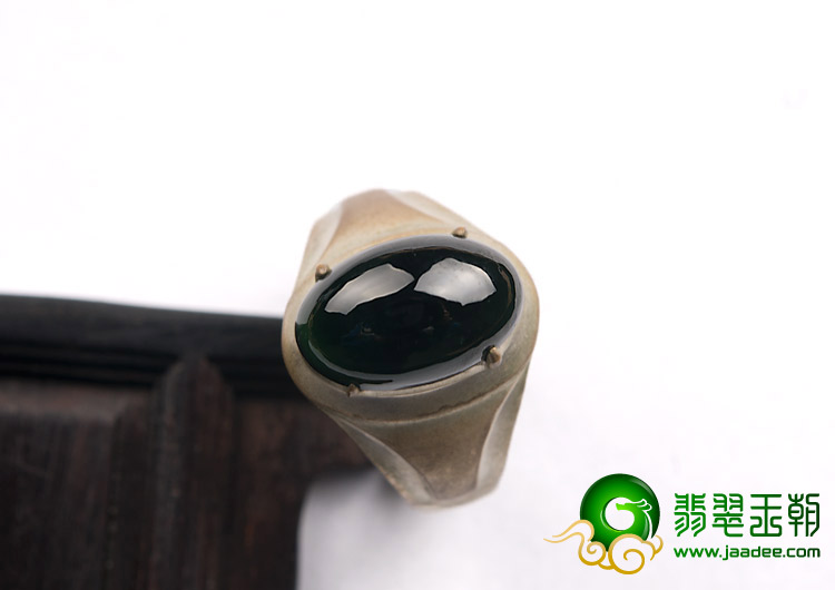 冰种墨翠缅甸翡翠A货戒面