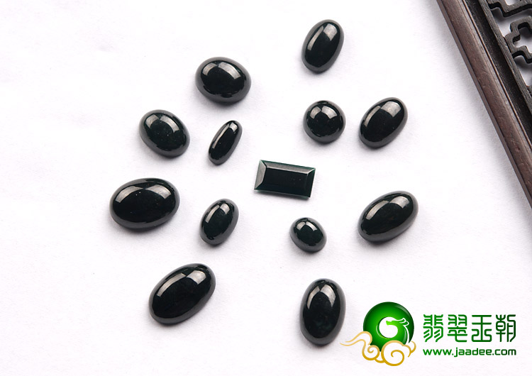 冰种墨翠缅甸翡翠A货戒面（单价）