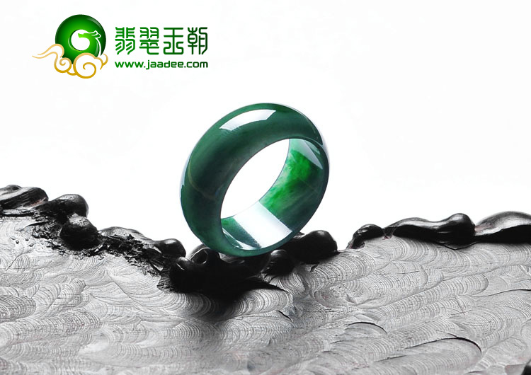 冰种浓绿缅甸翡翠A货指环
