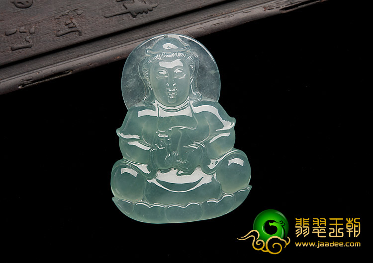 冰种晴水缅甸翡翠A货观音挂件