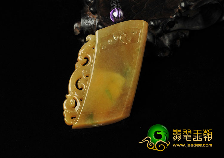 糯冰种黄加绿缅甸翡翠A货府中有凤挂件