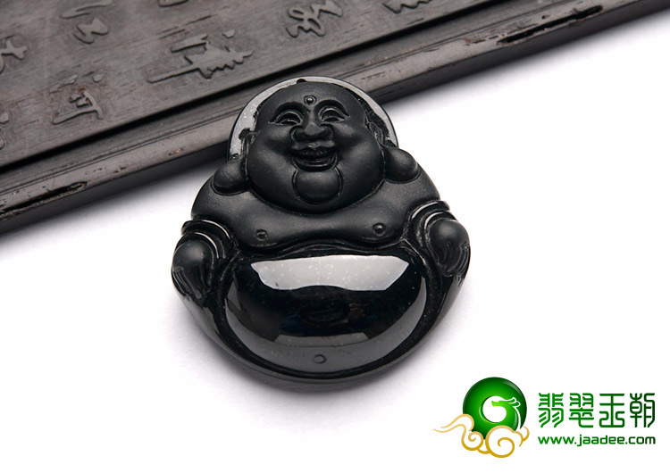 细糯种墨翠缅甸翡翠A货玉佛挂件