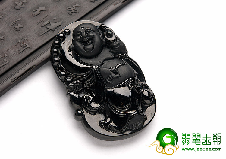 细糯种墨翠缅甸翡翠A货玉佛挂件