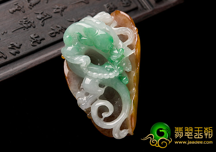 冰种褐黄翡飘翠缅甸翡翠A货一夜成龙挂件