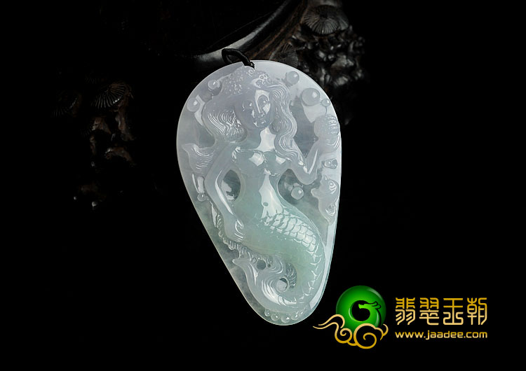 冰种晴水缅甸翡翠A货美人鱼挂件