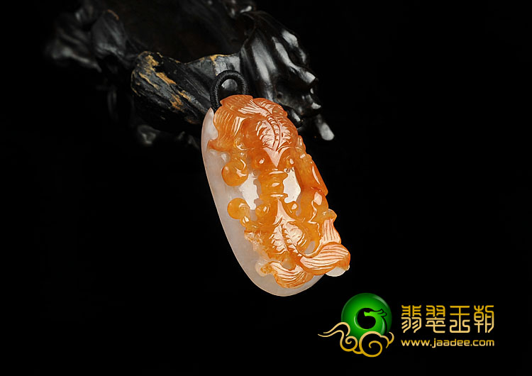 糯冰种红黄翡缅甸翡翠A货相濡以沫挂件