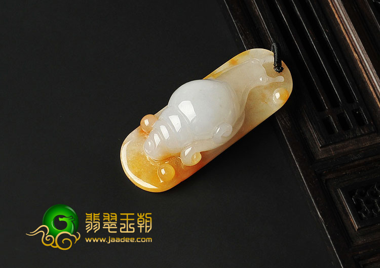 糯冰种红黄翡缅甸翡翠A货安居乐业挂件