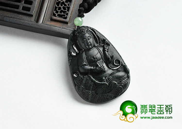冰种墨翠缅甸翡翠A货观音挂件