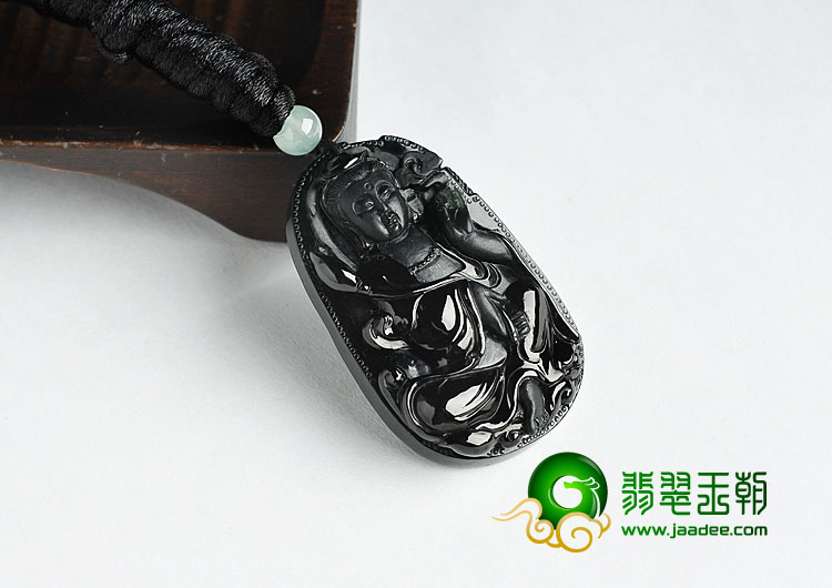 冰种墨翠缅甸翡翠A货观音挂件