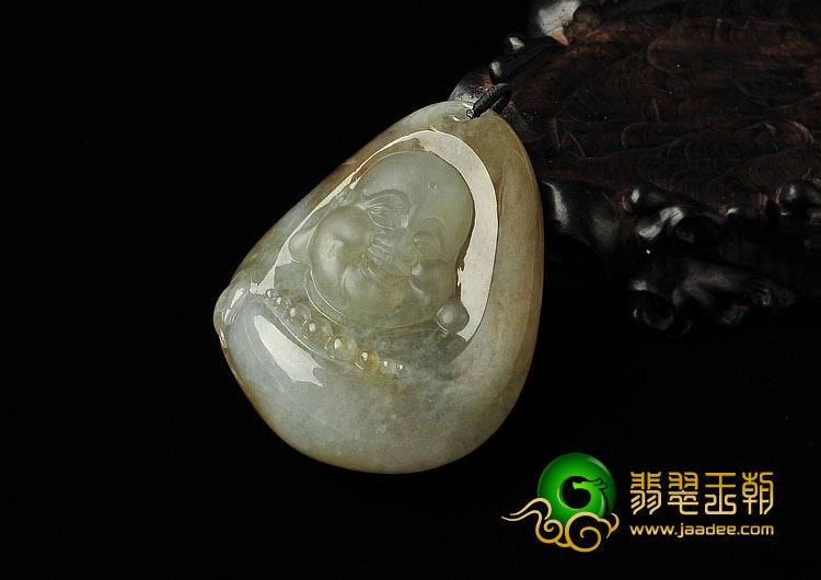 冰种褐黄翡缅甸翡翠A货玉佛挂件