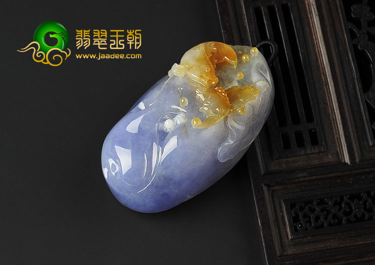糯冰种紫罗兰黄翡缅甸翡翠A货年年有余挂件