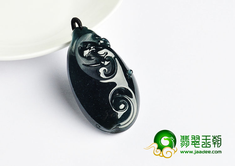 冰种蓝水缅甸翡翠A货龙凤呈祥挂件