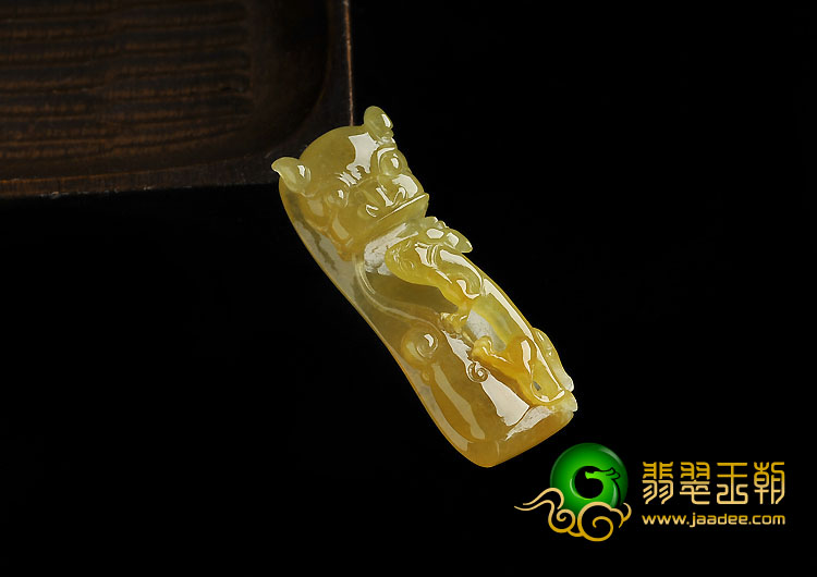 冰种黄翡缅甸翡翠A货望子成龙挂件