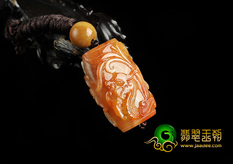 糯冰种红黄翡缅甸翡翠A货五福临门挂件