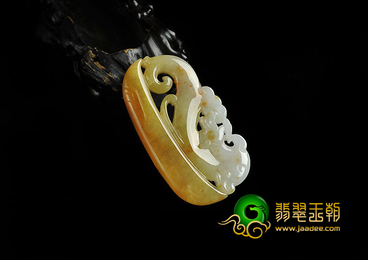 糯冰种红黄翡缅甸翡翠A货仿古龙挂件