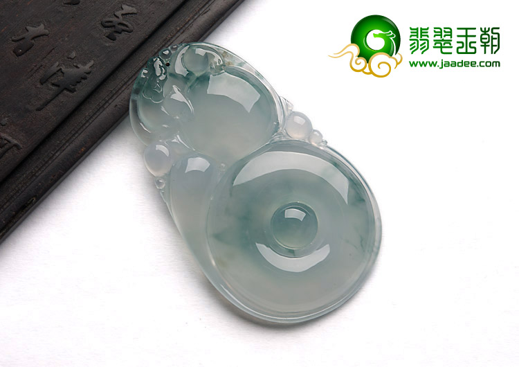 冰种飘花缅甸翡翠A货福在眼前挂件