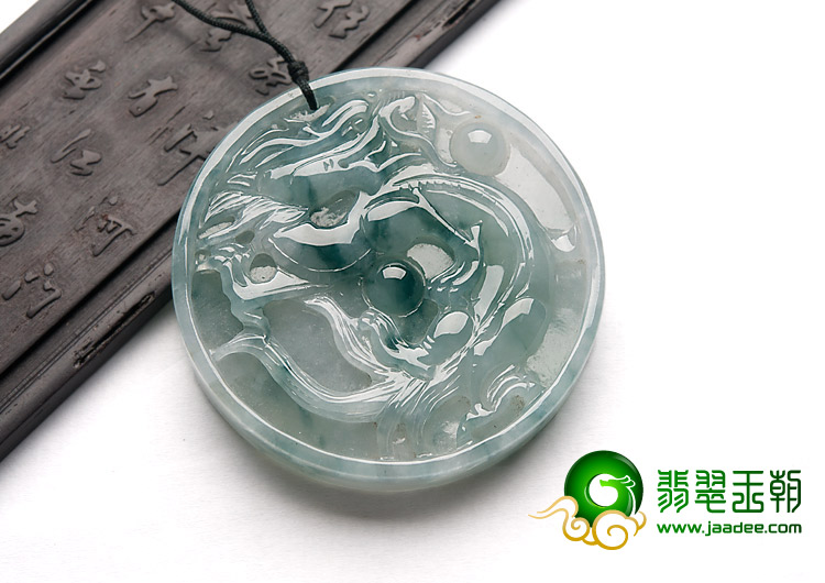 冰种飘花缅甸翡翠A货凤牌挂件