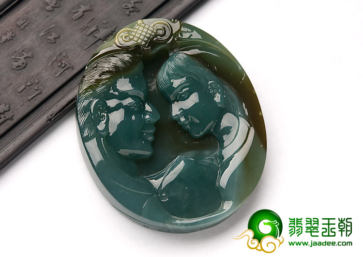 冰种蓝水缅甸翡翠A货永结同心挂件