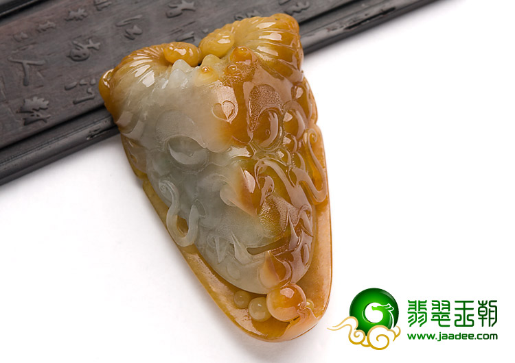 糯冰种黄翡缅甸翡翠A货雷震子挂件