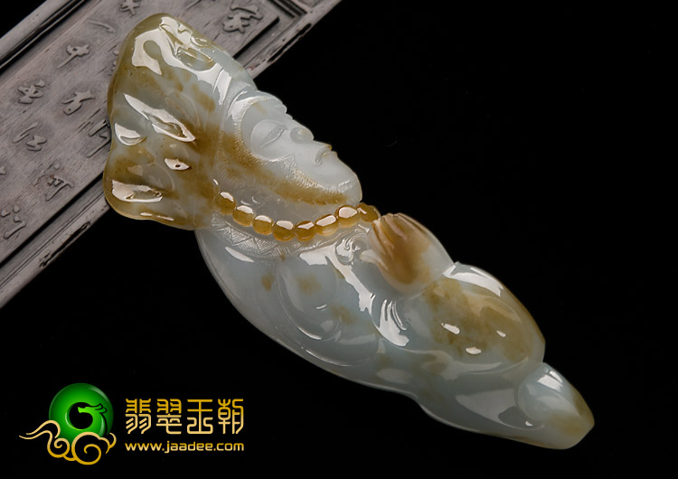 糯冰种晴水褐黄翡缅甸翡翠A货齐天大圣挂件/手玩