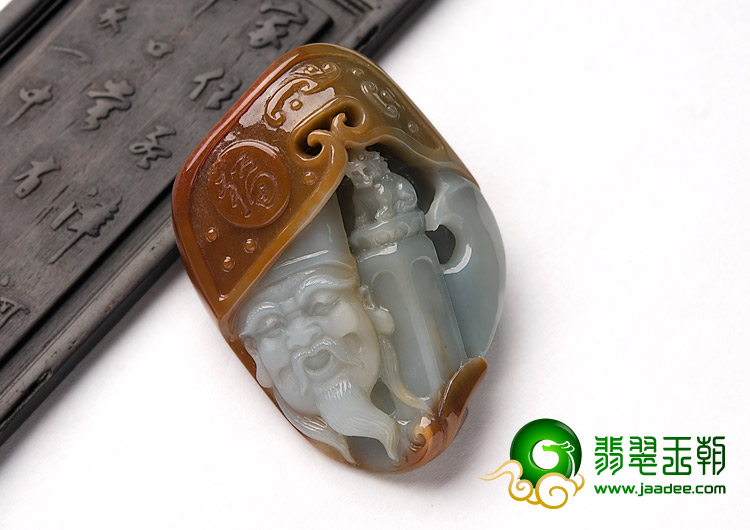 糯冰种褐红翡缅甸翡翠A货福将挂件
