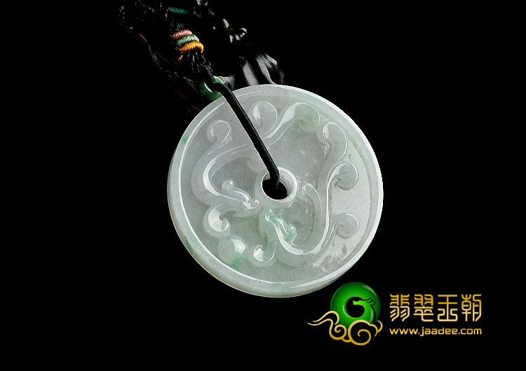 糯冰种飘翠缅甸翡翠A货龙凤呈祥挂件