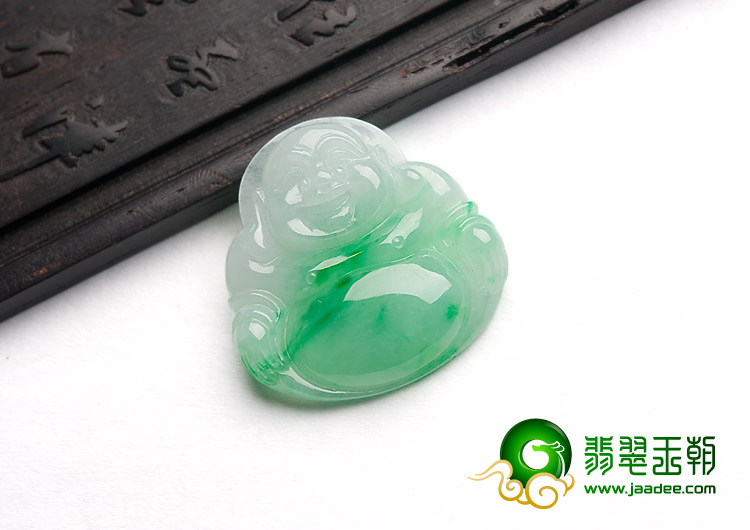 糯冰种飘翠缅甸翡翠A货玉佛挂件